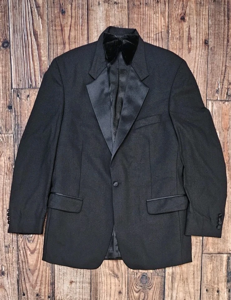 Traje de Esmoquin Bill Blass Negro De Colección Para Hombre 42L (34x32) Lana Eventos Formales  Foto 2 de 4