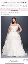 David's Bridal 20W Strapless Lace Organza Wedding Dress NWT White #AI13030117