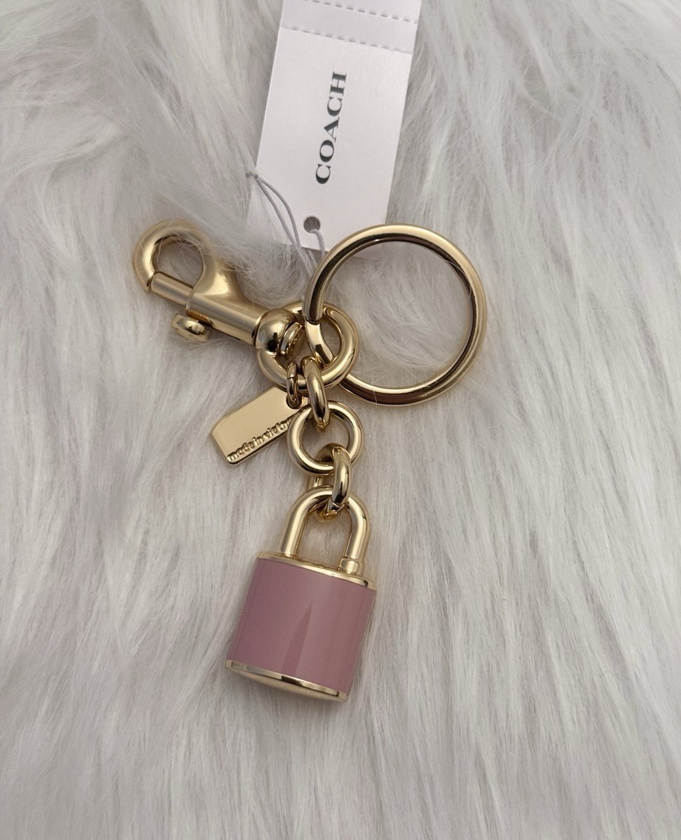 NWT Coach Lock Bag Charm Pink CEF95 In Gold/Carnation Pink | eBay