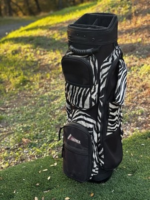 Datrek Golf Cart Bag Faux Fur Zebra Pattern 5 Way Divider Pockets Vtg Rare Style