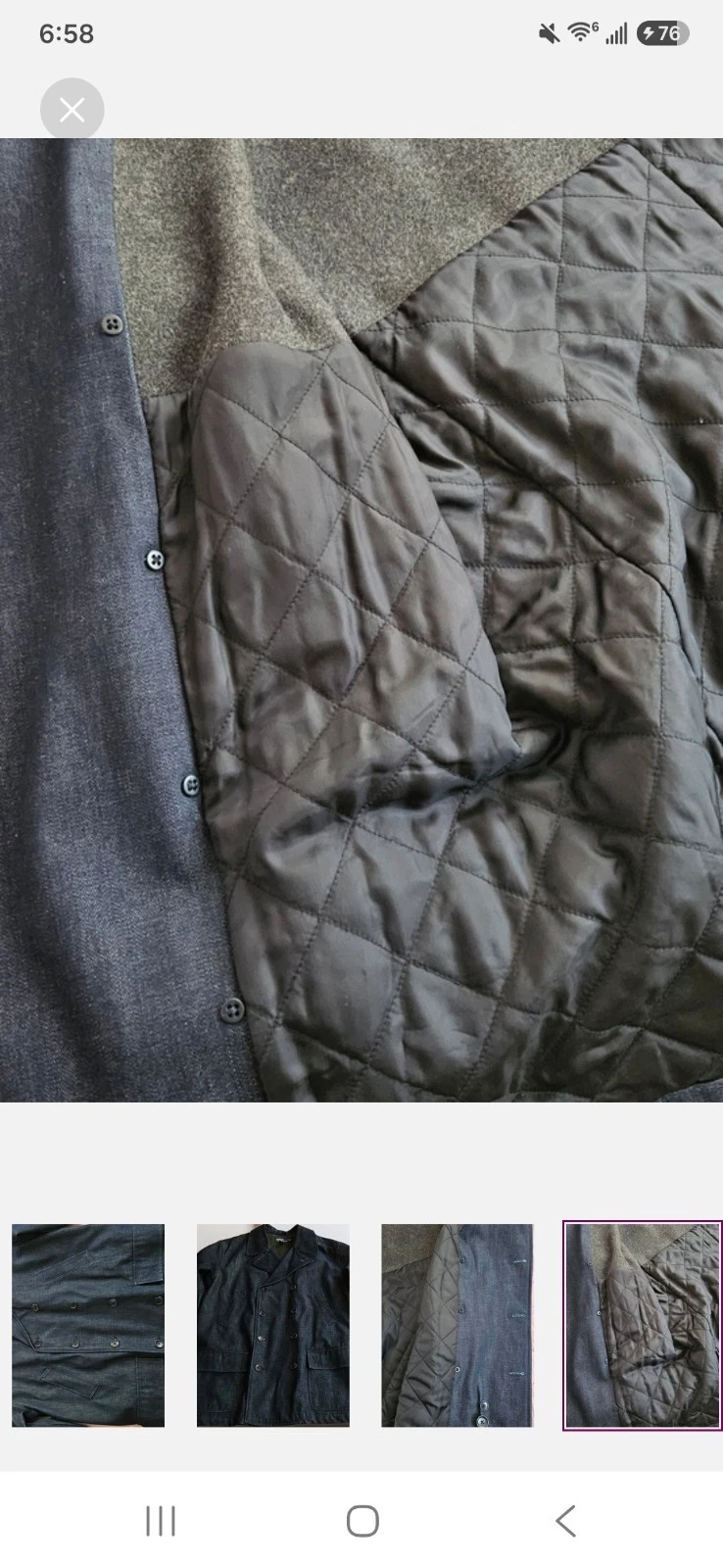 Polo by Ralph Lauren Men's Blue Denim Pea Coat Quilted Lined Button XL - product detail image 8
