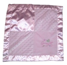 Just Born Sweet Baby Girl Pink Minky Dot Satin Baby Blanket Security Lovey 17x17
