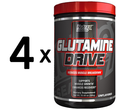 4 x Nutrex Glutamine Drive, Unflavored - 300g (66,62 EUR/kg)