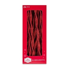 Holiday TIme Red Glitter Icicle Christmas Tree Ornaments 7in 24 Count
