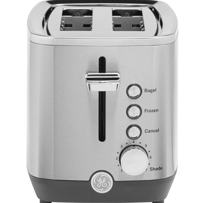 GE Stainless Steel 2 Slice Toaster Extra Wide Slots Bagel Setting