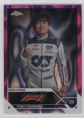 2023 Chrome Formula 1 F1 Drivers Fuchsia Lava Refractor 3/250 Yuki Tsunoda 0o6m