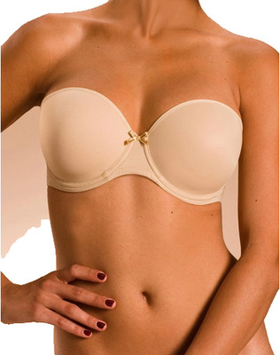 Chantelle Invisible Trägerloser BH 38B Beige Nude Bügel Gepolstert Multiway