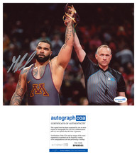 Gable Steveson Signed 8x10 Photo ‘USA’ MN Gophers Wrestling ACOA UFC MMA