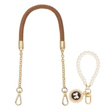 62cm/24.4" PU Leather Braided Purse Straps Coffee, Light Gold Buckle 