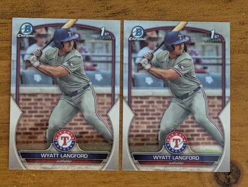 2023 Bowman Chrome Draft Wyatt Langford 1st Bowman Base (2) #BDC-106 Rangers RC