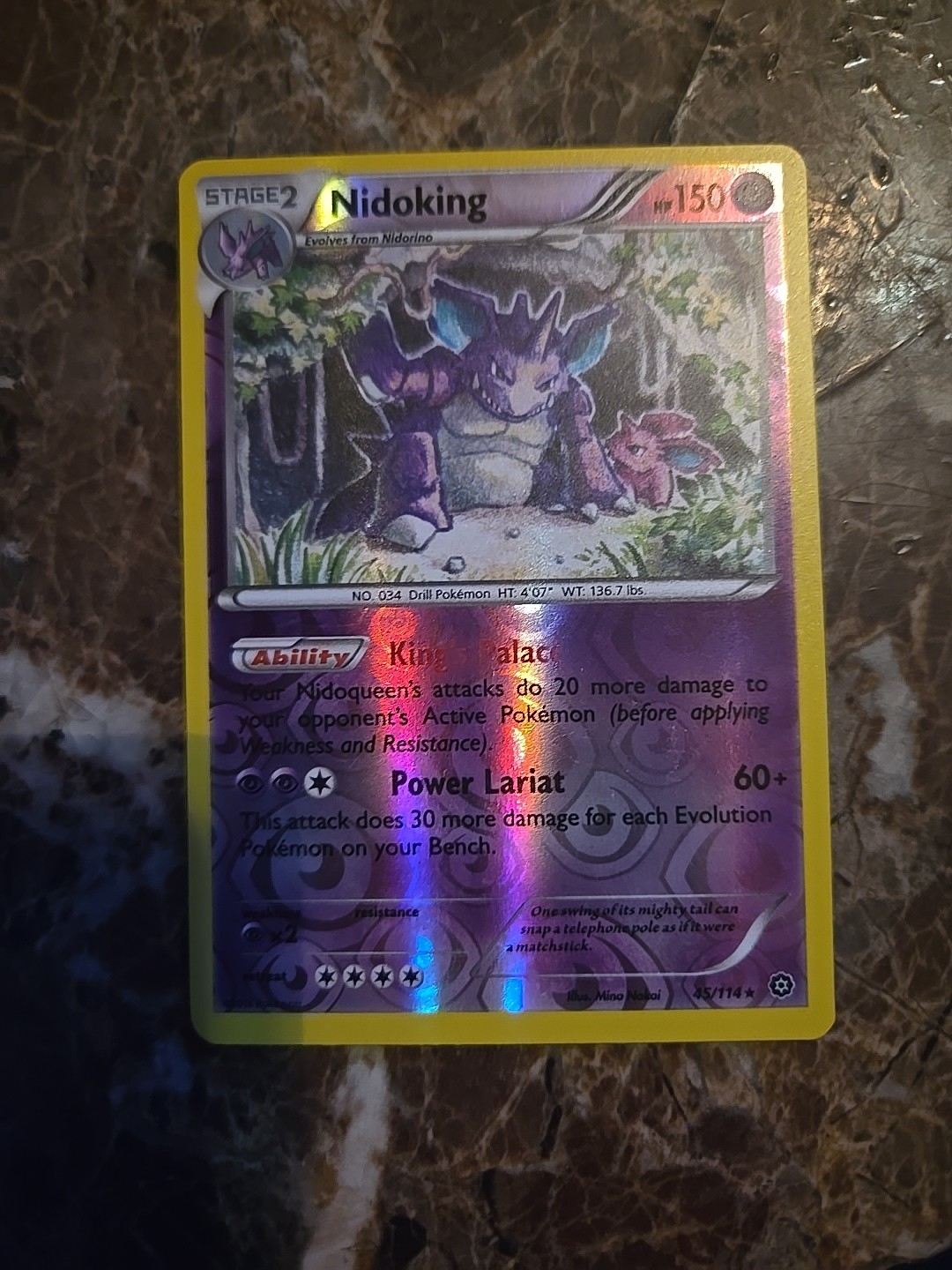 Pokemon Nidoking Reverse Holo Card 45/114 XY Steam Siege LP Condition 2016