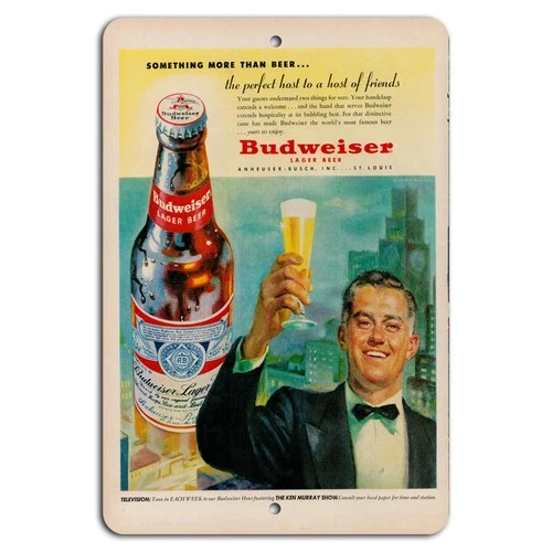 Budweiser Metal Sign Vintage Beer Ad Aluminum Retro Bar Decor
