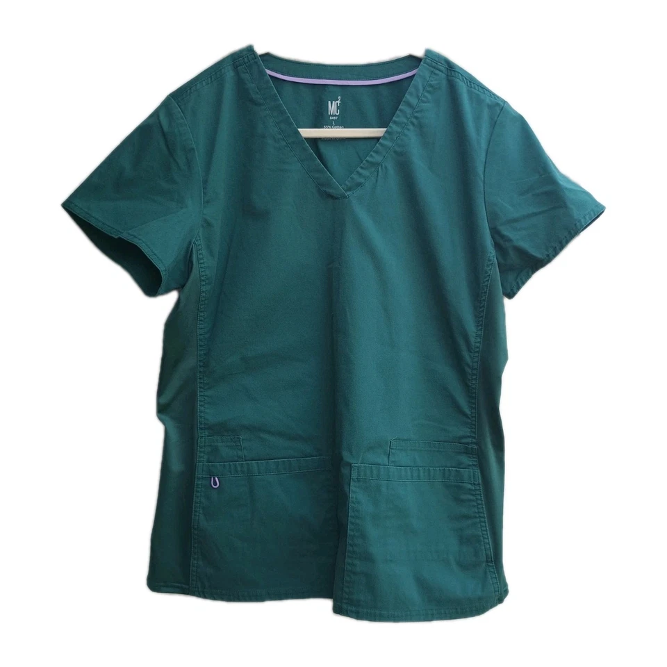 3 Pc Cherokee Women Green Large Scrubs Uniform Workwear Pockets Medical Nursing  - Image 4 of 4
