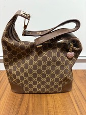 GUCCI GG Pattern Leather Shoulder Bag Brown Authentic Vintage Crossbody
