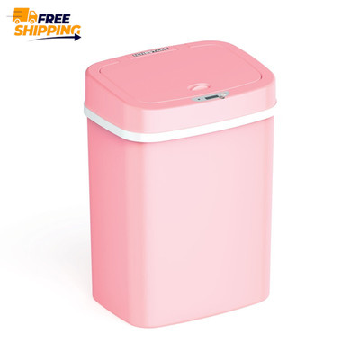 Automatic Bathroom Trash Can, 3 Gallon Plastic Motion Sensor Garbage Bin, Pink