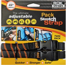 Rok Straps Adjustable Pack Stretch Luggage 1060mm 42" 2 Pack - Black/Orange