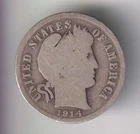 1914-D BARBER DIME 10¢ DENVER MINT 90% SILVER COIN UNITED STATES OF AMERICA