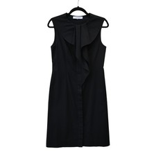 Carolina Herrera Black Ruffle Collar Midi Dress Size Estimated Medium