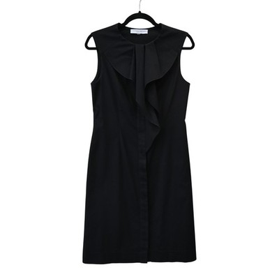 Carolina Herrera Black Ruffle Collar Midi Dress Size Estimated Medium