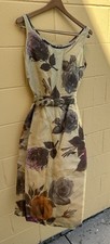 Vintage 90 Gordon Henderson 100 Silk Floral Print Sleeveless Dress Size 4