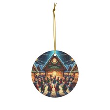 Hanging Ceramic Christmas Tree Ornament - Yuletide Market Melody