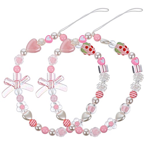 2pcs Beaded Mobile Phone Strap Phone Wrist Strap Cellphone Beaded Lanyard - 第 8/10 張圖片