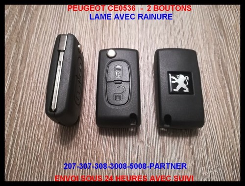Coque De Remplacement Pour Télécommande (plip) Peugeot 207/307/308/3008/5008 - 2 Boutons, Réf CE0536 SR, Offre Avec Pile