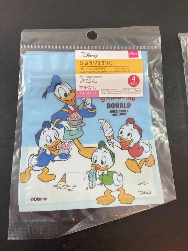 NEW Set of 3 Donald Duck Tales Clear Plastic Zip Bags Each Set of 4 Bags - Image 3 of 4