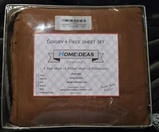 HOMEIDEAS Queen Size Bed Sheets - 4 Piece Set - Extra Soft Chocolate NEW
