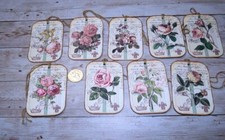9~Vintage~Shabby Chic~Roses~French~Junk Journal~Linen Cardstock~Gift~Hang~Tags