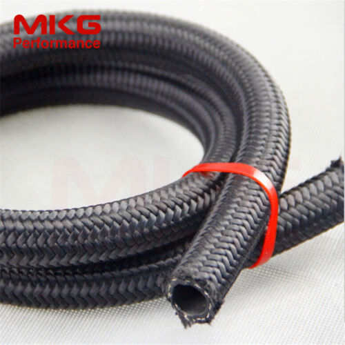 AN4 4AN  Steel Nylon Braided Oil Fuel Gas Line Hose 1M 3.3Feet 3FT BK - Picture 1 of 4