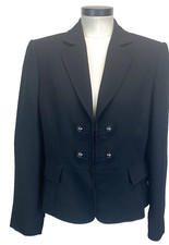 Tahari Arthur S. Levine Women's Blazer Size 10P Double Breasted Jacket Black