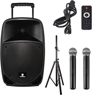 PRORECK Portable Powered PA Bluetooth Speaker 15 inch 800W Rechargeable Set