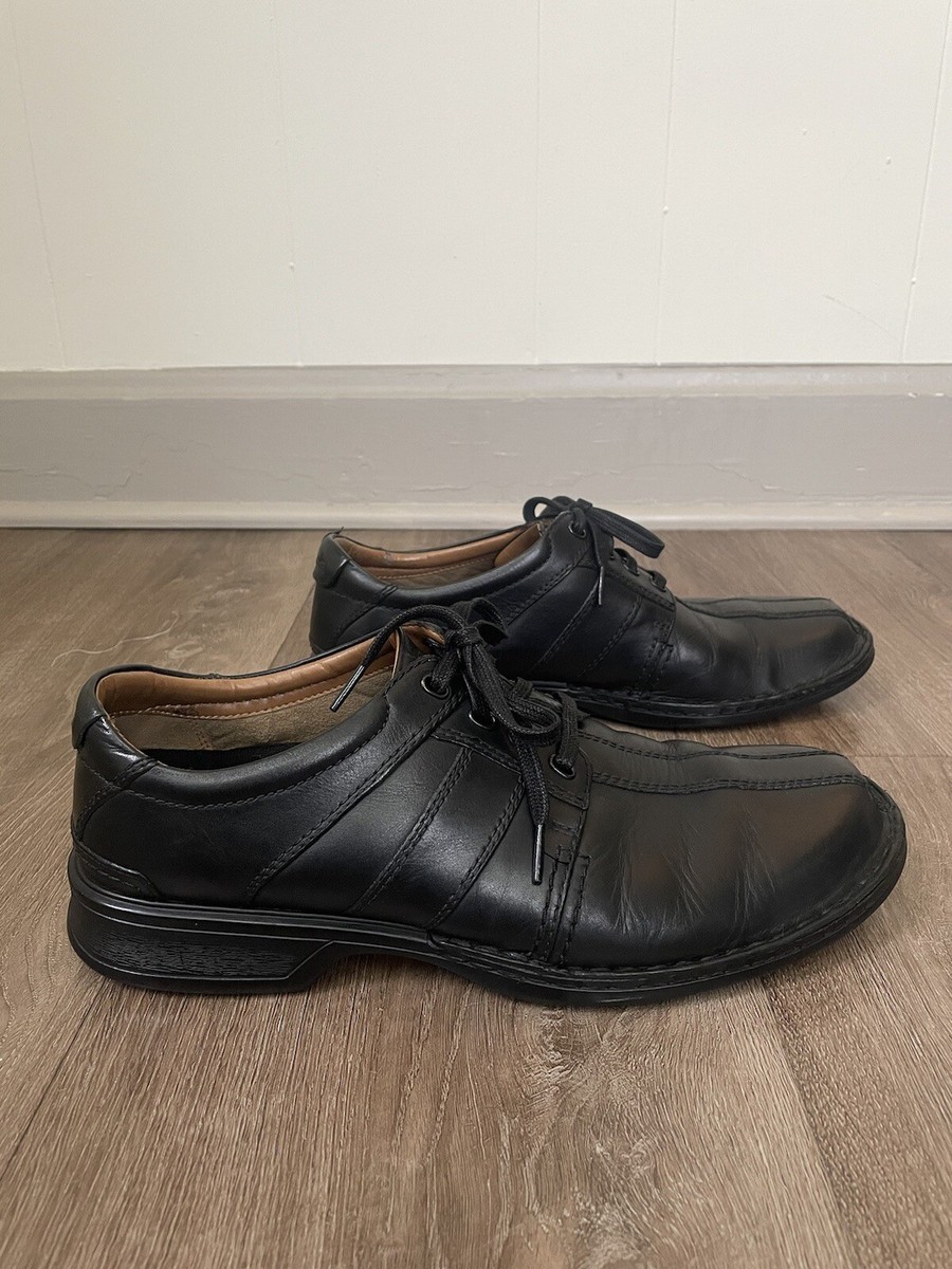 clarks mens black dress shoes Clarks Men's Un Briley Leather Lace Shoe in Black – V&A Bootery INC main image 0