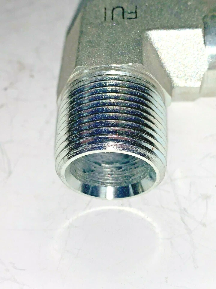 FUI, HYDRAULIC MALE TO FEMALE, 90° ELBOW, 1/2" FNPT X 3/4" MNPT, STEEL - Image 3 of 4