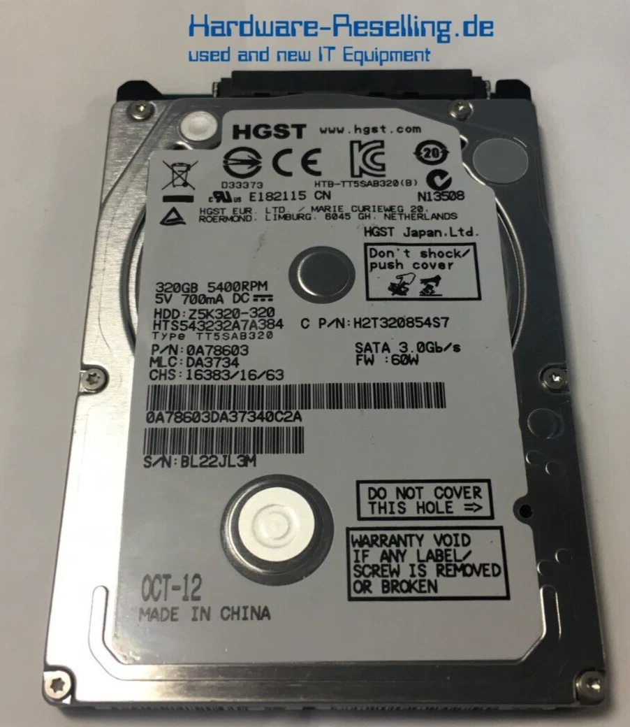 Disque dur Interne HDD 320Go Hitachi Modèle HTS545032B9SA02 d'Occasion
