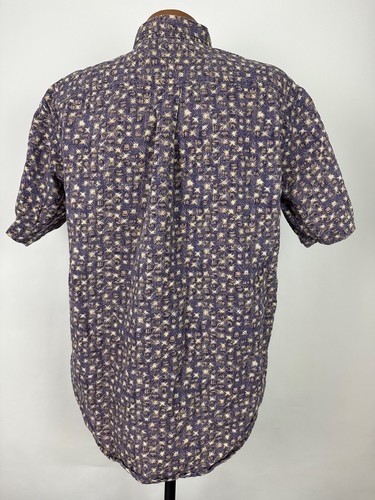 Vintage 90s Fieldmaster Shirt Men Large Textured Geometric Print Purple Hawaiian - Picture 9 of 17