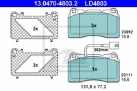 Ate Bremsbelagsatz Scheibenbremse 13.0470-4803.2 Vorne FüR Alfa 156 159 166