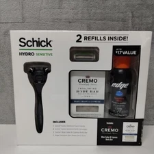 Schick Hydro Sensitive Razor Shave Gift Set, 2 Refills, Shave Gel Cremo Body Bar
