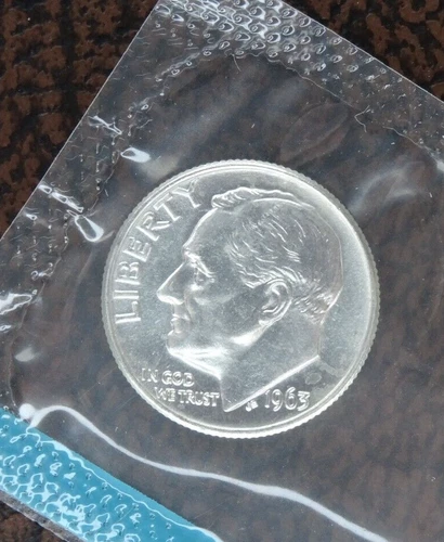 1963 Roosevelt Dime US Mint Original Cello 90% Silver BU Uncirculated Coin