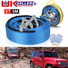 8TON 16FT Tow Rope Heavy Duty Towing Pull Strap Road Recovery Two Shackles Chain