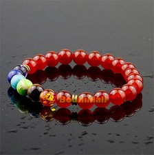 Red Agate 7 Chakra Healing Balance Beads Reiki Prayer Yoga Bracelet