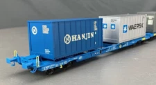 HO BRAWA 2302 Low Container Car "Megafret" #490 9 514-4 P w/4 Containers HO1614