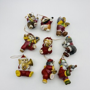 9 Santa Claws Symphony Ornaments Franklin Mint Cats Bill Bell Music Instrument