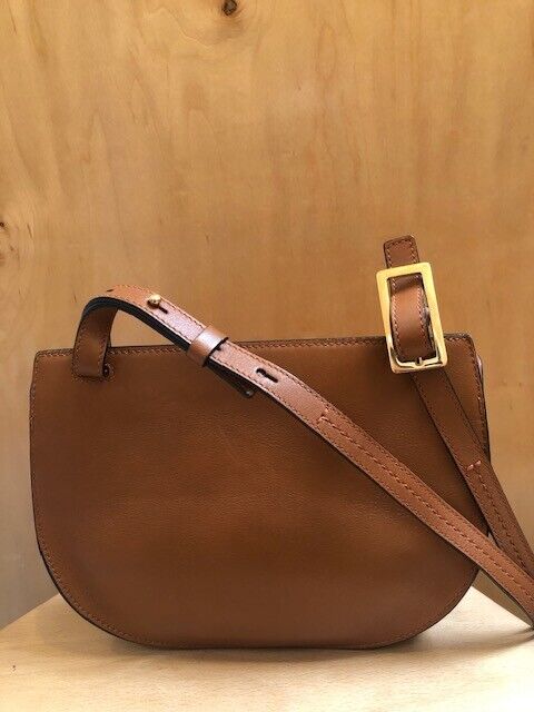 CHLOE Georgia Brown Leather Half Moon Flap Small Crossbody