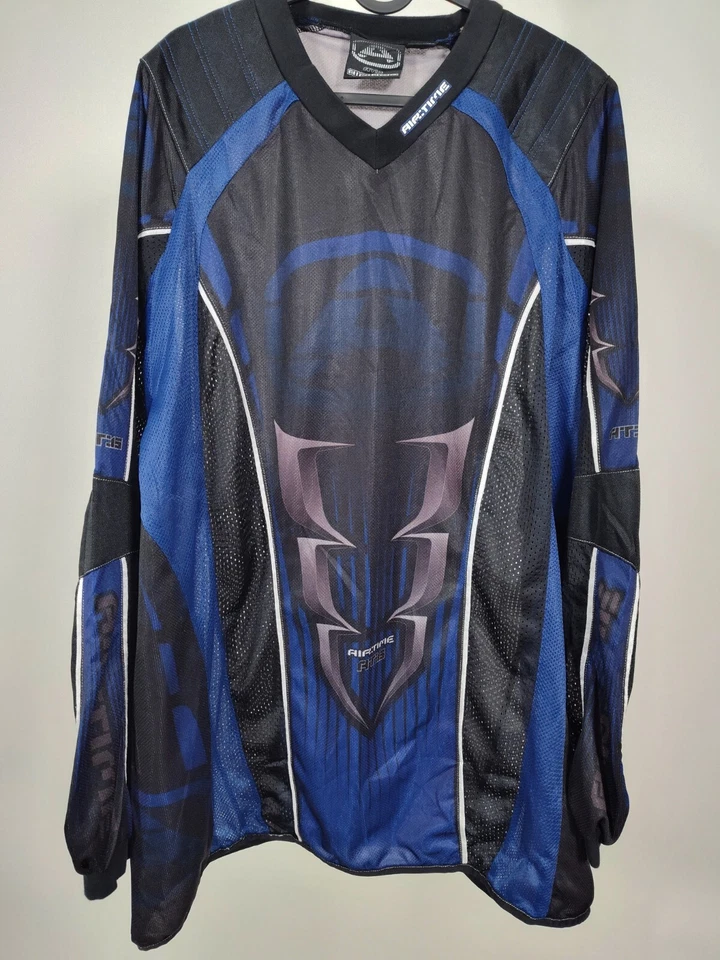 Camiseta deportiva de paintball profesional Airtime XL negra/azul tribal auténtica para hombre Foto 4 de 4