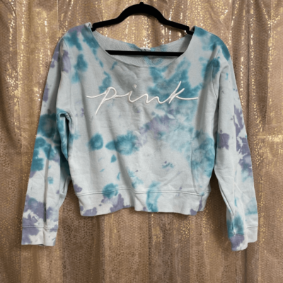 PINK Victorias Secret Blue Tie Dye Off The Shoulder Sweatshirt S/M | eBay