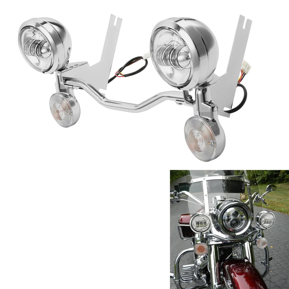 Barra de luz de ponto de neblina LED de passagem sinal de seta compatível com Harley Road King 1994-2024 23 - Imagem 2 de 4