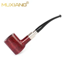 MUXIANG Handmade Briar Poker Pipe Wooden Tobacco Smoking Pipe Army Tenon Mount