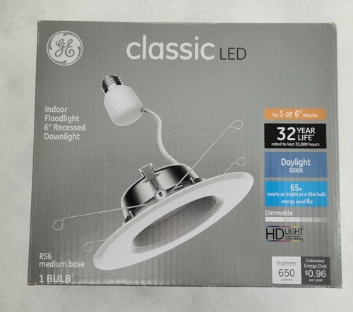 GE Classic LED Fits 5" or 6" 65-Watt Dimmable Recessed Downlight 5000K Daylight - Picture 2 of 7